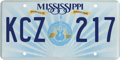 MS license plate KCZ217