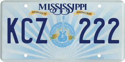 MS license plate KCZ222
