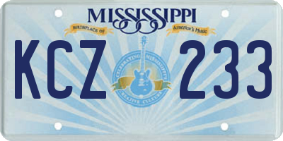 MS license plate KCZ233