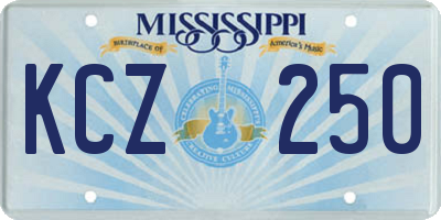 MS license plate KCZ250