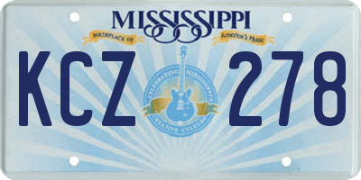 MS license plate KCZ278