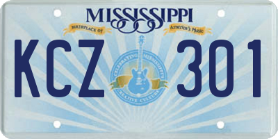 MS license plate KCZ301