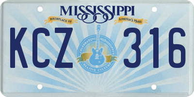 MS license plate KCZ316