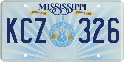 MS license plate KCZ326