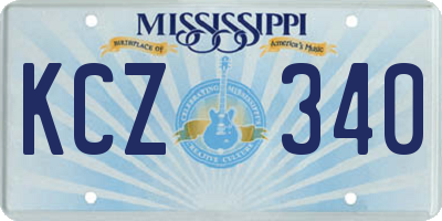 MS license plate KCZ340