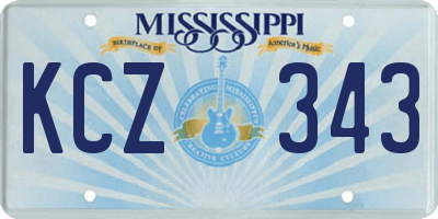 MS license plate KCZ343