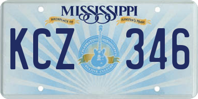 MS license plate KCZ346