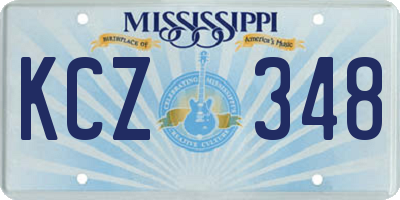 MS license plate KCZ348