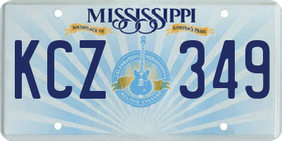 MS license plate KCZ349