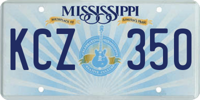 MS license plate KCZ350