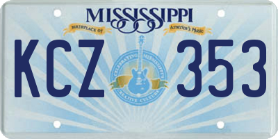 MS license plate KCZ353