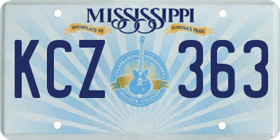 MS license plate KCZ363