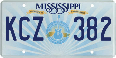 MS license plate KCZ382