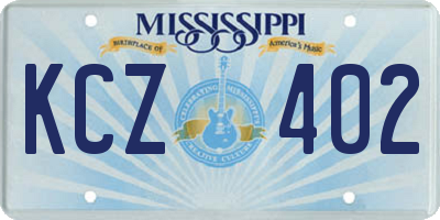 MS license plate KCZ402
