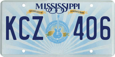 MS license plate KCZ406