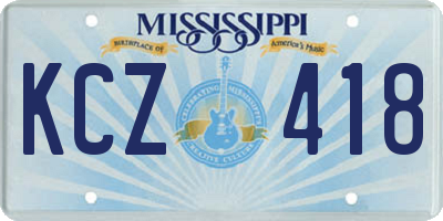 MS license plate KCZ418
