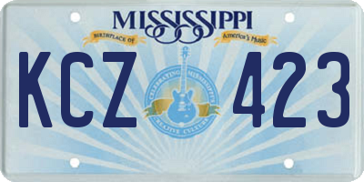 MS license plate KCZ423