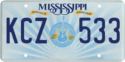 MS license plate KCZ533