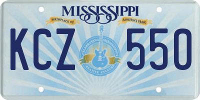 MS license plate KCZ550