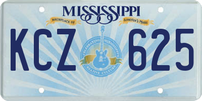 MS license plate KCZ625