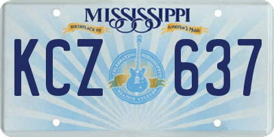 MS license plate KCZ637