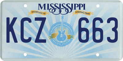 MS license plate KCZ663