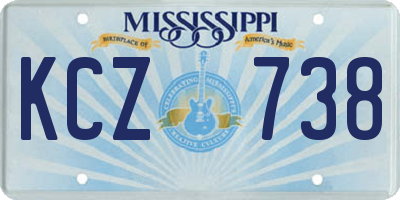 MS license plate KCZ738
