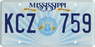 MS license plate KCZ759