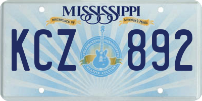 MS license plate KCZ892