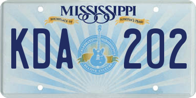 MS license plate KDA202