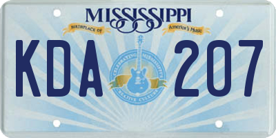 MS license plate KDA207