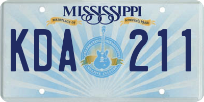MS license plate KDA211
