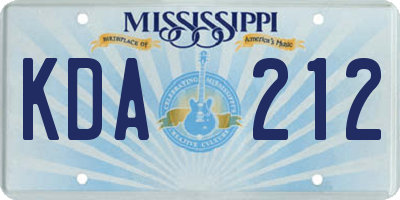 MS license plate KDA212