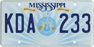 MS license plate KDA233