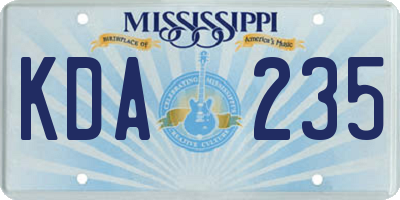 MS license plate KDA235