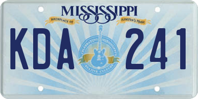 MS license plate KDA241