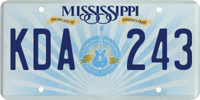 MS license plate KDA243