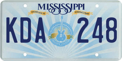 MS license plate KDA248