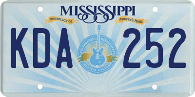 MS license plate KDA252