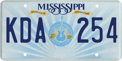 MS license plate KDA254