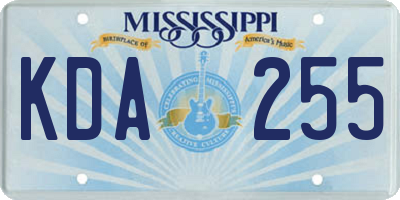 MS license plate KDA255