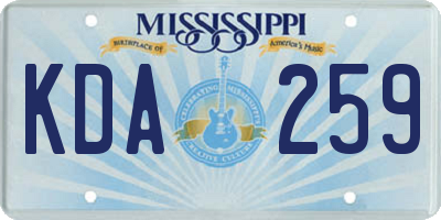 MS license plate KDA259