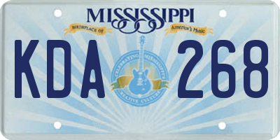 MS license plate KDA268