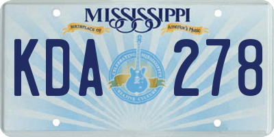 MS license plate KDA278