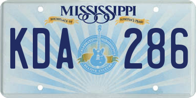 MS license plate KDA286