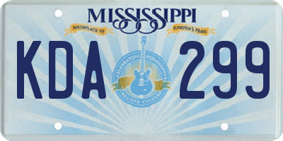 MS license plate KDA299