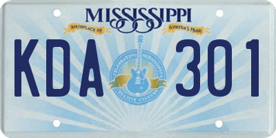 MS license plate KDA301