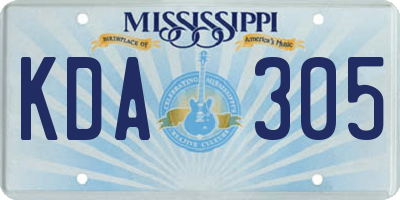 MS license plate KDA305