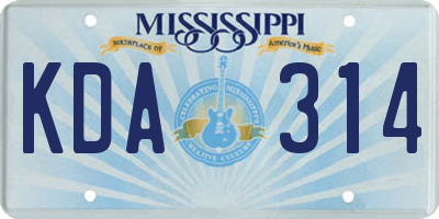 MS license plate KDA314