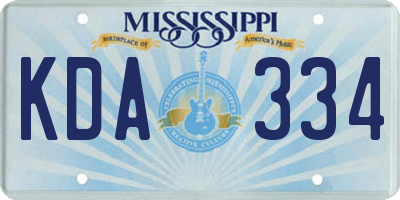 MS license plate KDA334